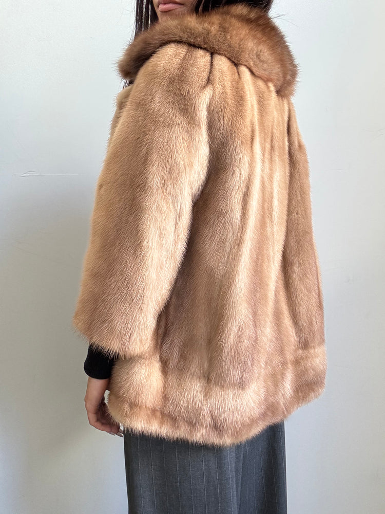 Vintage Mink Tan Coat in Size XS