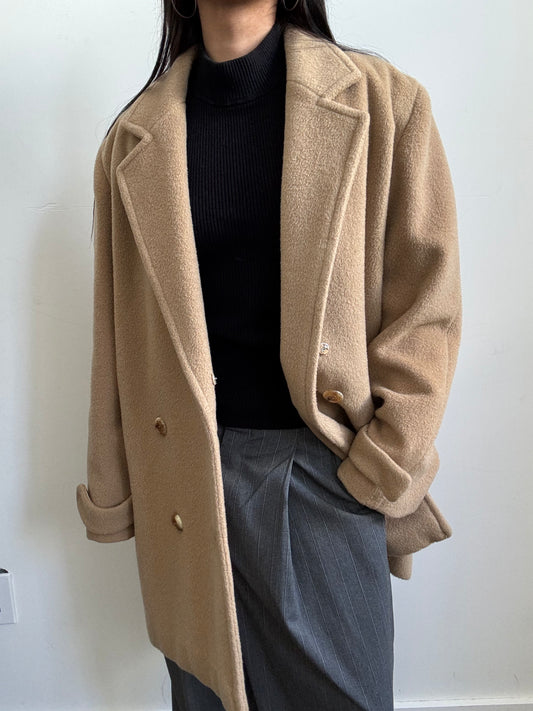 Vintage Tan Pea-Coat Size Large