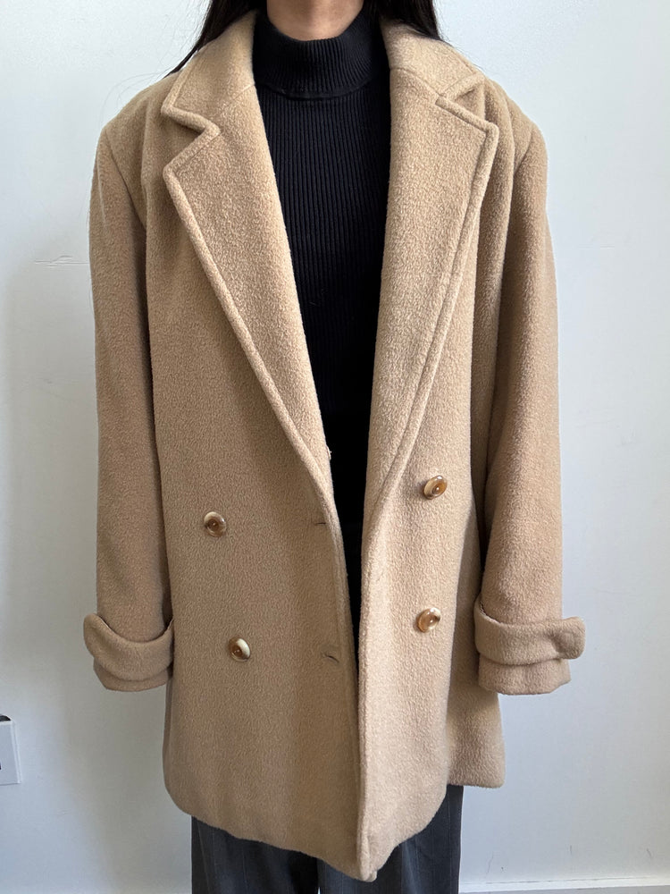 Vintage Tan Pea-Coat Size Large