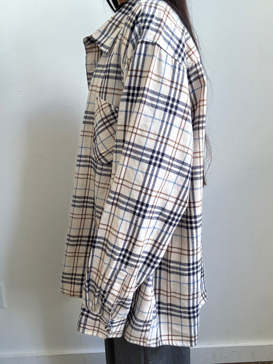 Vintage Long-Sleeve Plaid Flannel Button-up Size XL