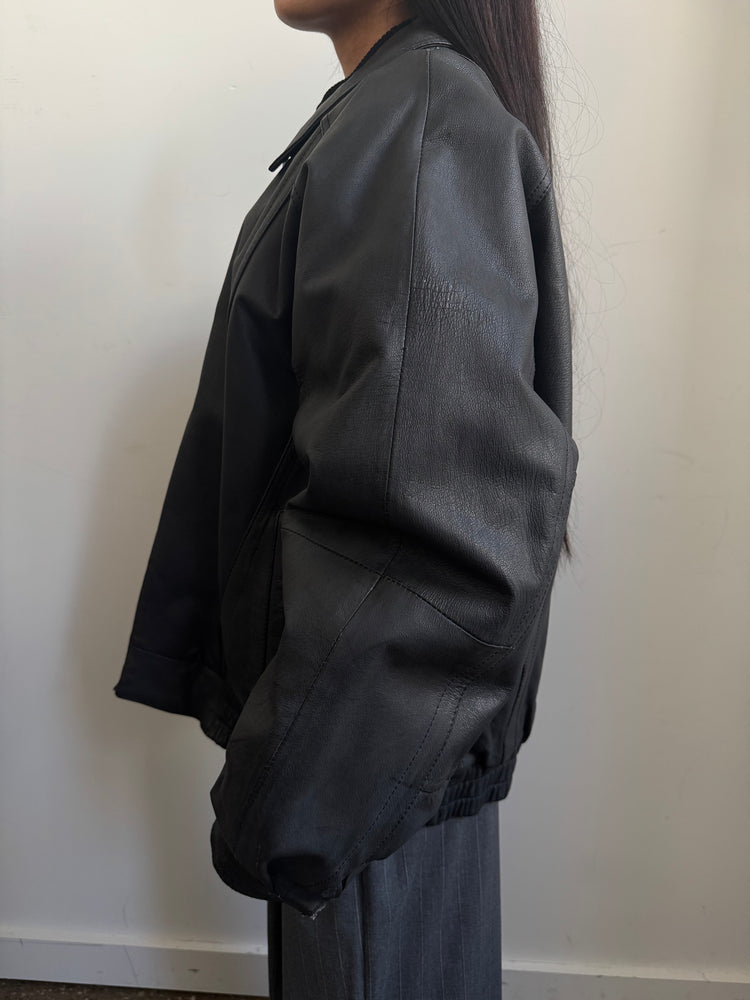 Vintage Pierre Cardin Charcoal Bomber Jacket Size Medium