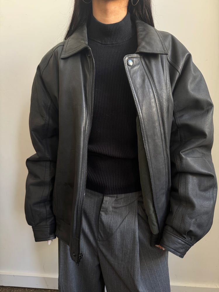Vintage Pierre Cardin Charcoal Bomber Jacket Size Medium