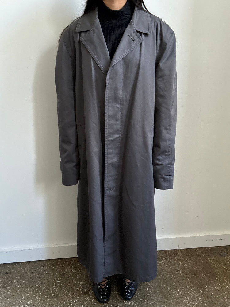Vintage Grey Twill Trench Coat Size Large
