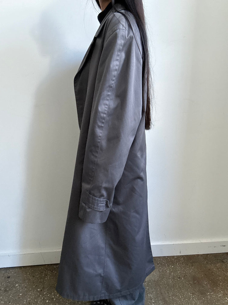Vintage Grey Twill Trench Coat Size Large