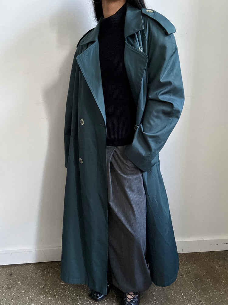 Vintage Dark Green Trench Coat Size M