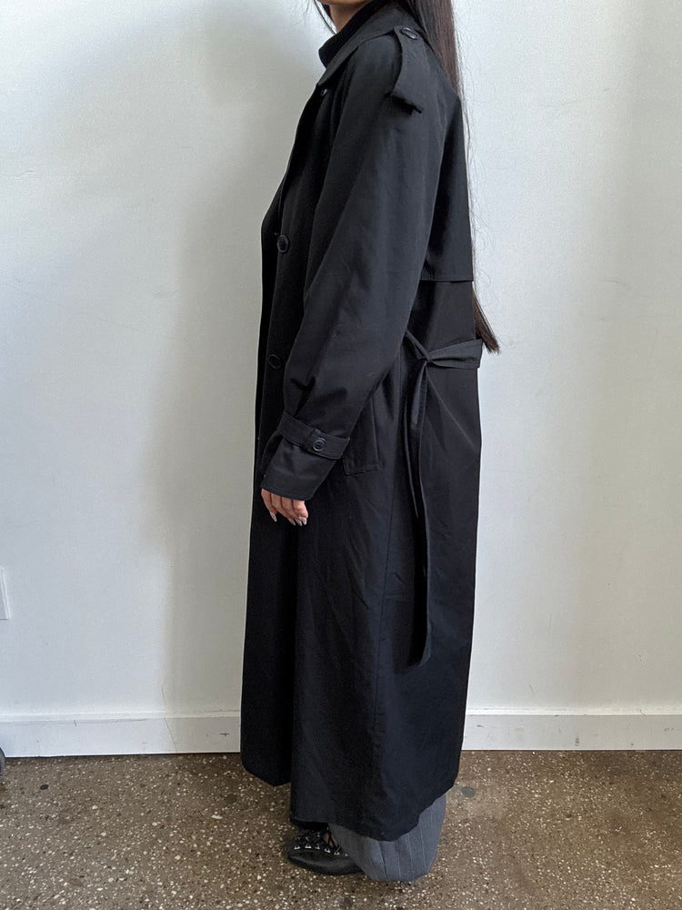 Vintage Black Twill Trench Coat Size XS