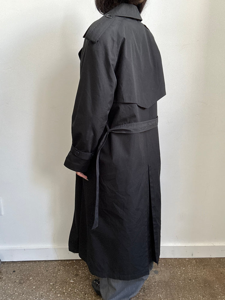 Vintage Black Twill Trench Coat Size XS