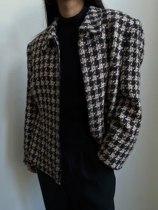Vintage Tweed Zip Up Jacket Size L