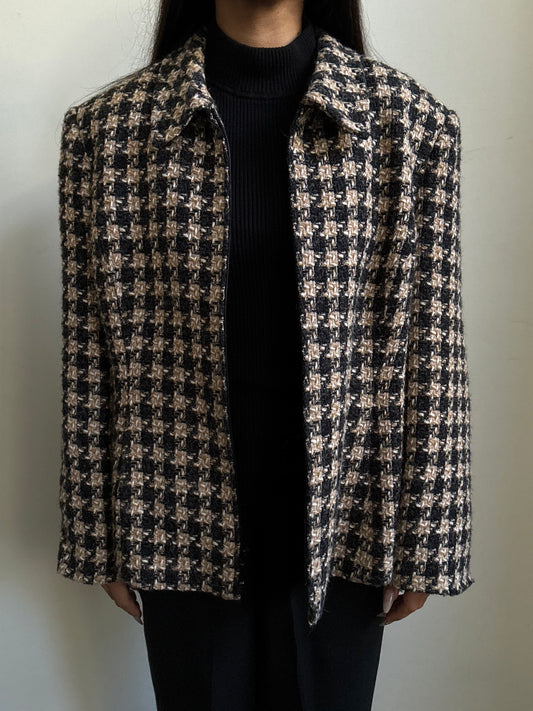 Vintage Tweed Zip Up Jacket Size L