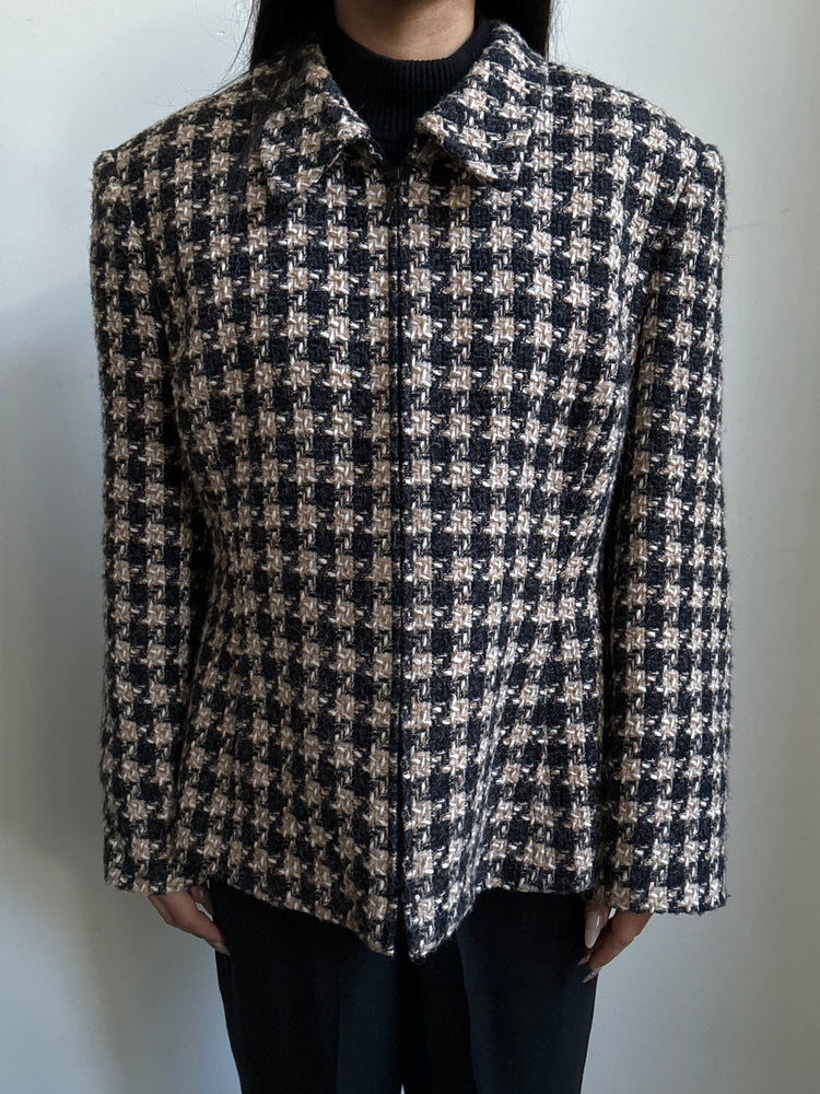 Vintage Tweed Zip Up Jacket Size L