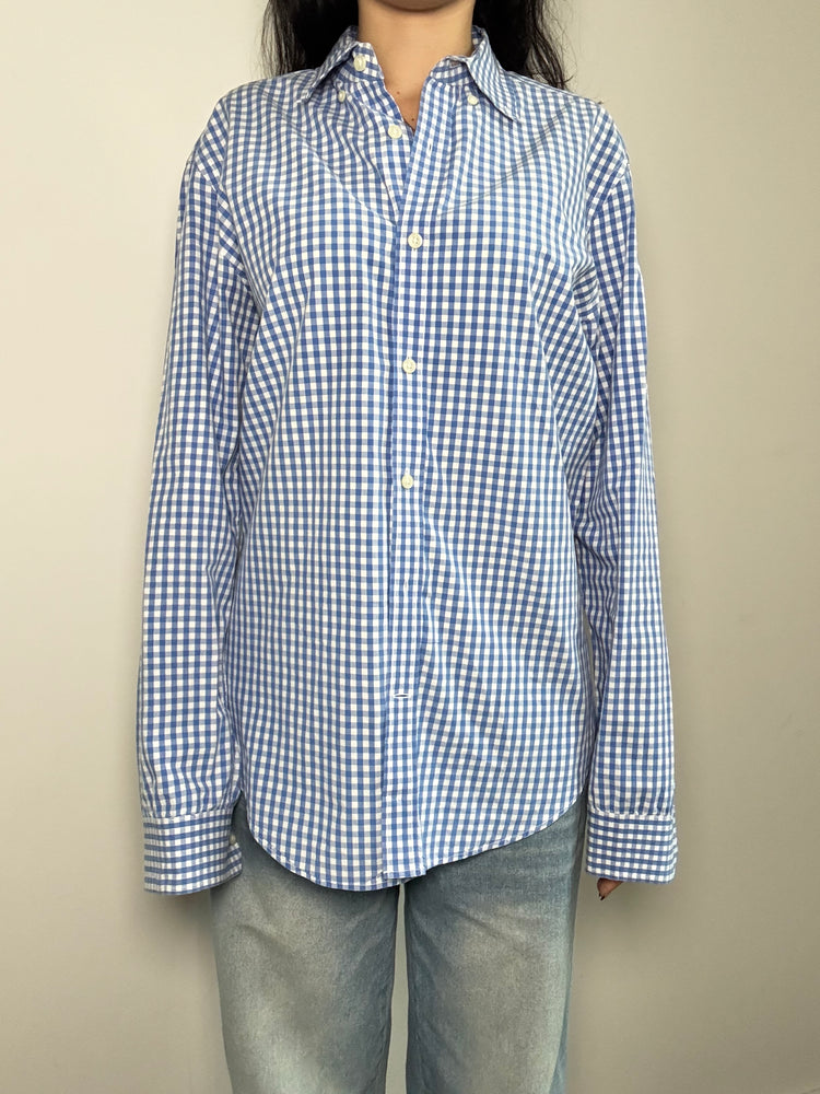 Vintage Blue + White Gingham Button-Up Size Medium