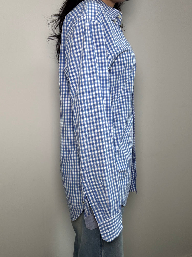 Vintage Blue + White Gingham Button-Up Size Medium