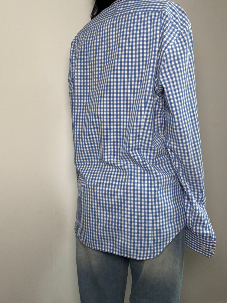 Vintage Blue + White Gingham Button-Up Size Medium
