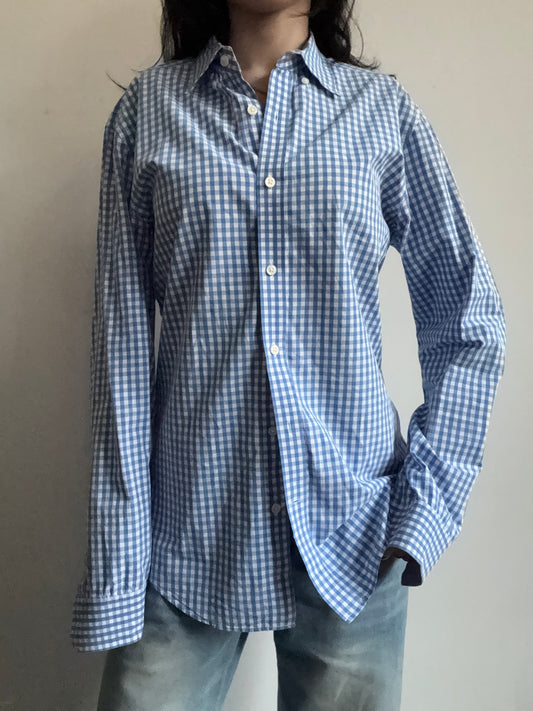 Vintage Blue + White Gingham Button-Up Size Medium