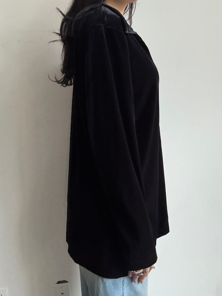 Vintage Black Velvet Button-Up Size Large