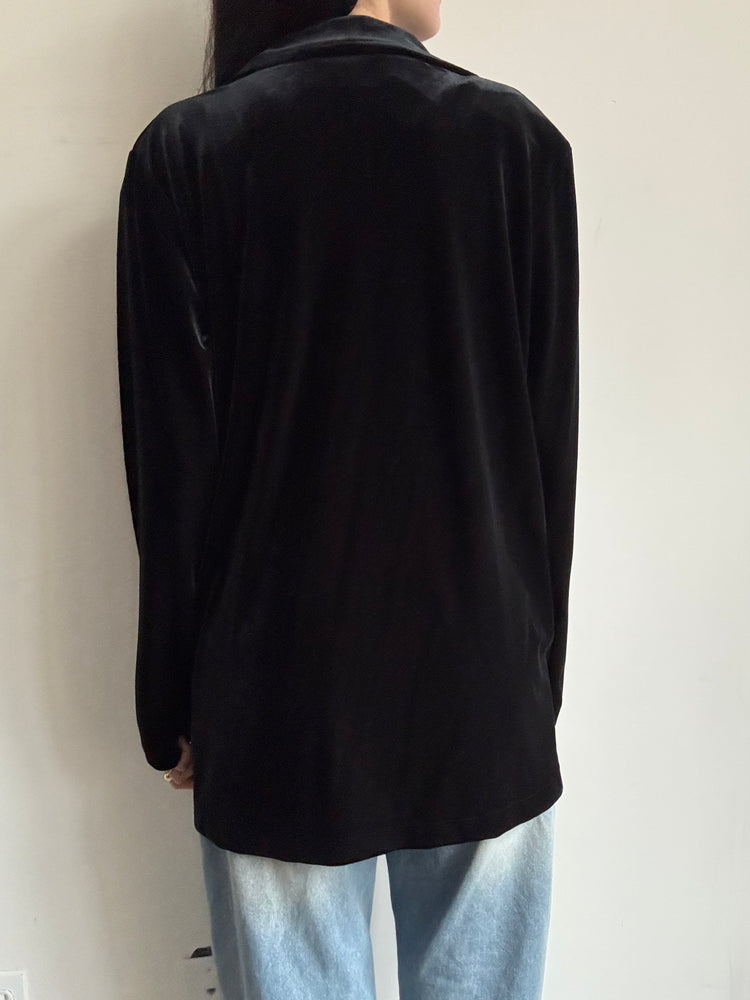 Vintage Black Velvet Button-Up Size Large