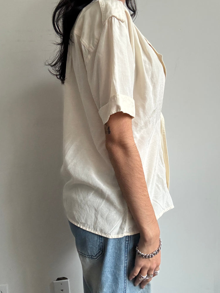 Vintage Beige Double-Breasted Blouse Size Medium