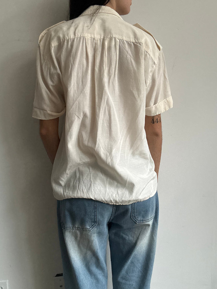 Vintage Beige Double-Breasted Blouse Size Medium