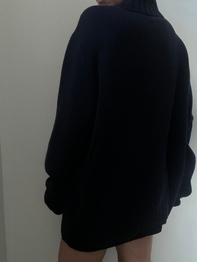 Vintage Ralph Lauren Navy Quarter Zip Sweater Size XL
