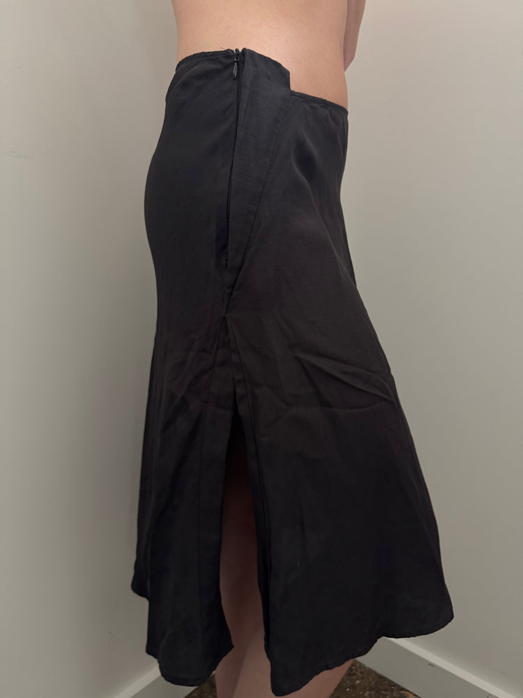 Vintage Jil Sander Silk Black Midi Skirt Size Medium