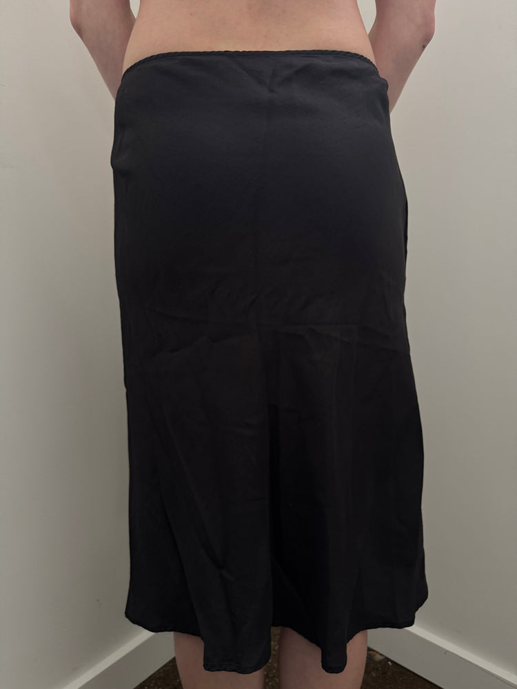 Vintage Jil Sander Silk Black Midi Skirt Size Medium