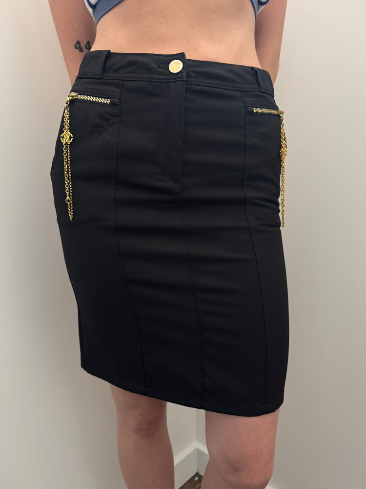 Vintage Roberto Cavalli Black Pencil Skirt Size Small XS