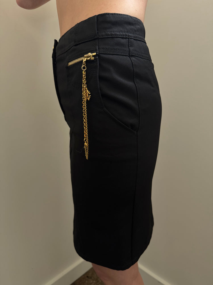 Vintage Roberto Cavalli Black Pencil Skirt Size Small XS