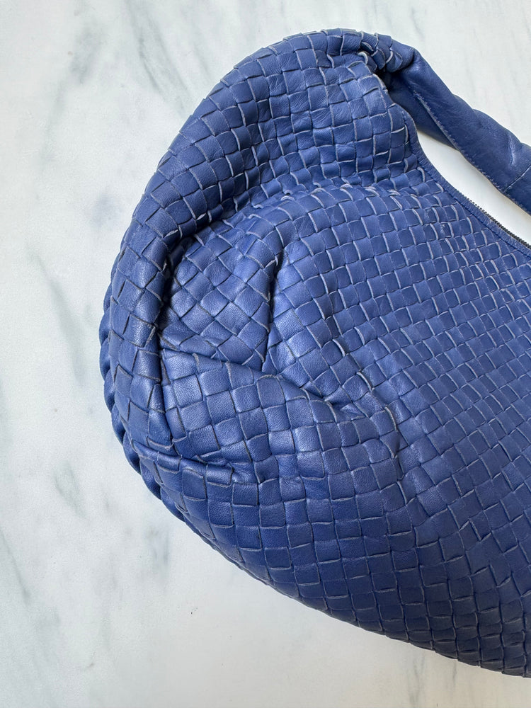 Vintage Bottega Veneta Blue Medium Hobo Bag