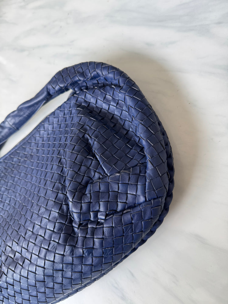 Vintage Bottega Veneta Blue Medium Hobo Bag