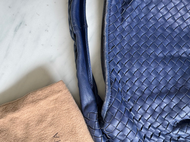 Vintage Bottega Veneta Blue Medium Hobo Bag