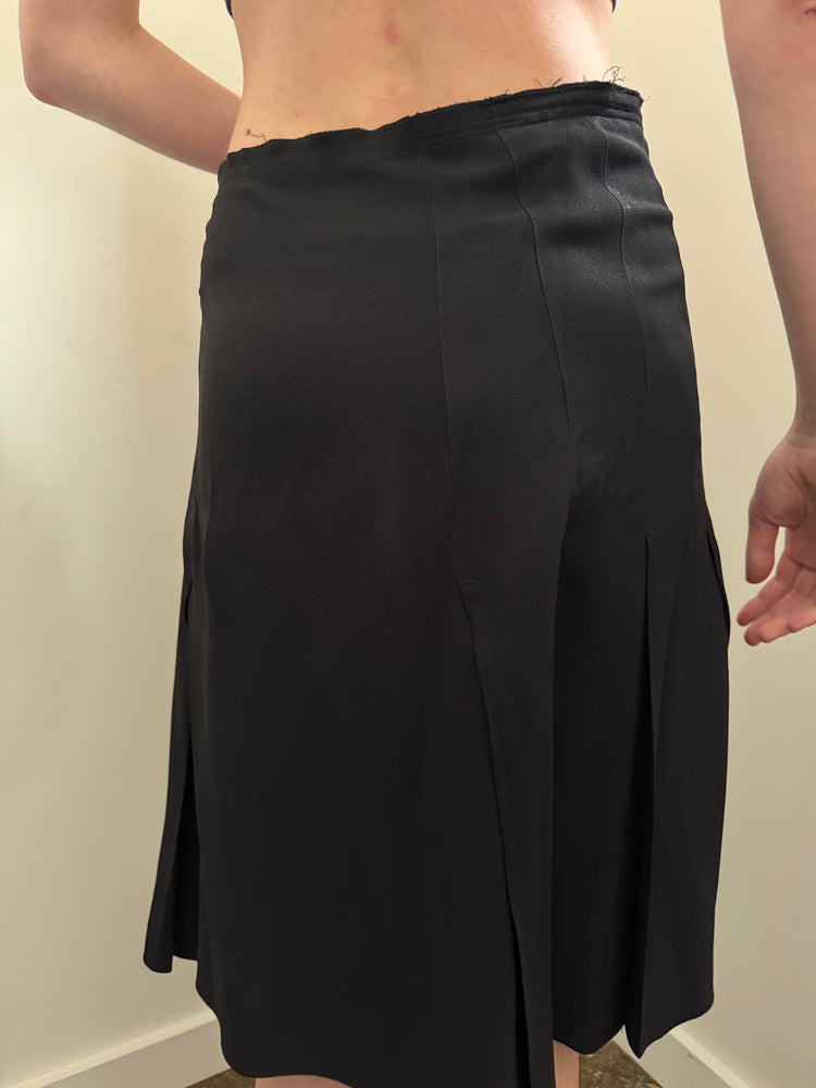 Vintage Prada Black Silk Midi Skirt Size Medium