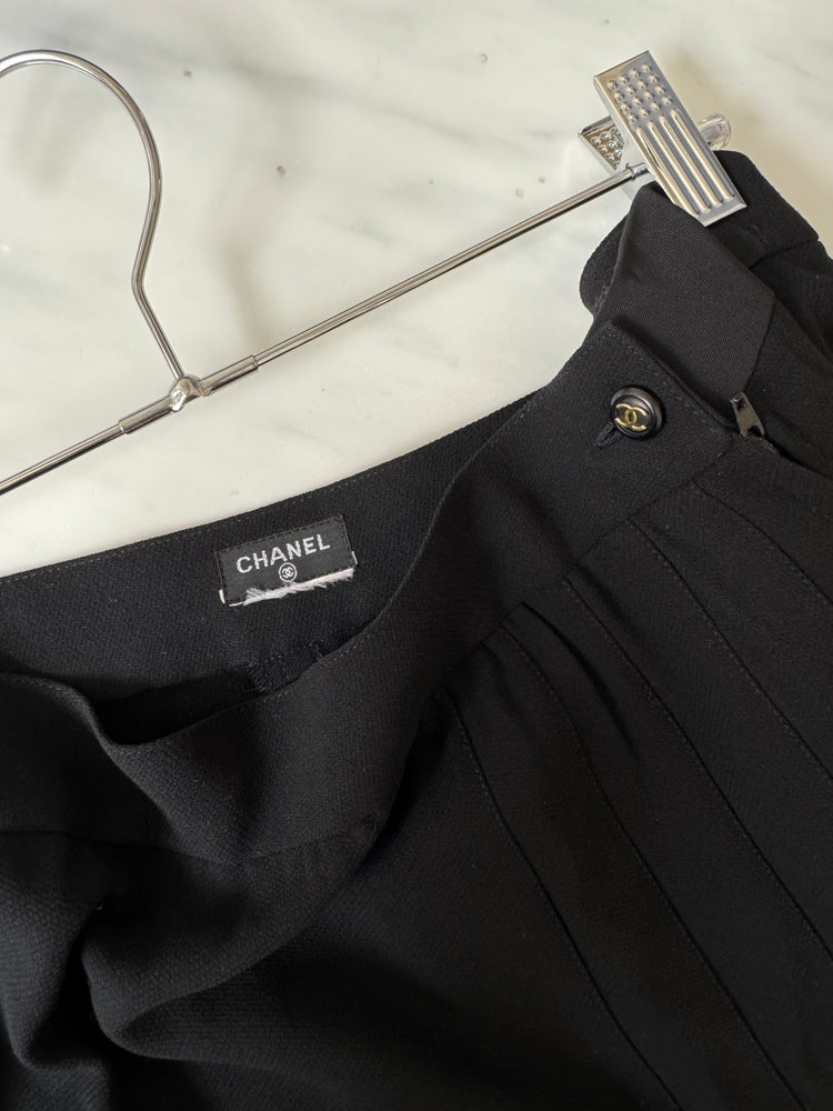 Vintage Chanel Black Pleated Skirt Size Medium