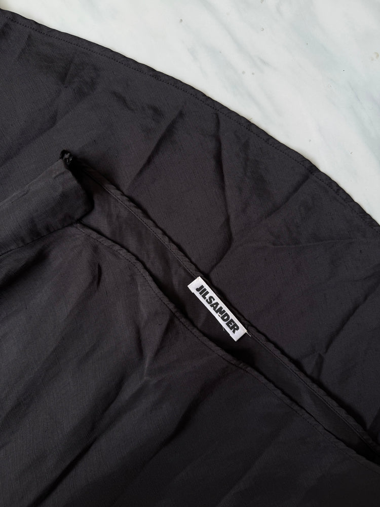 Vintage Jil Sander Silk Black Midi Skirt Size Medium