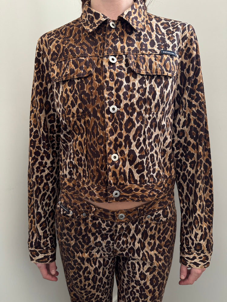 Vintage Dolce & Gabbana Cheetah Print Denim Set Size M