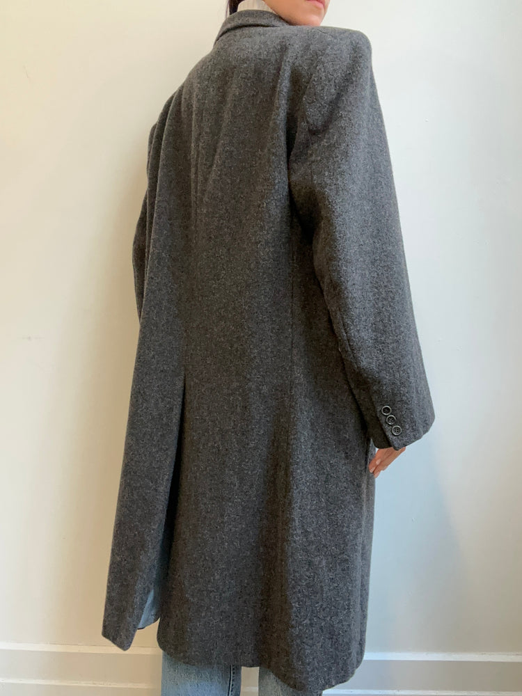 Vintage Light Grey Wool Trench Size L