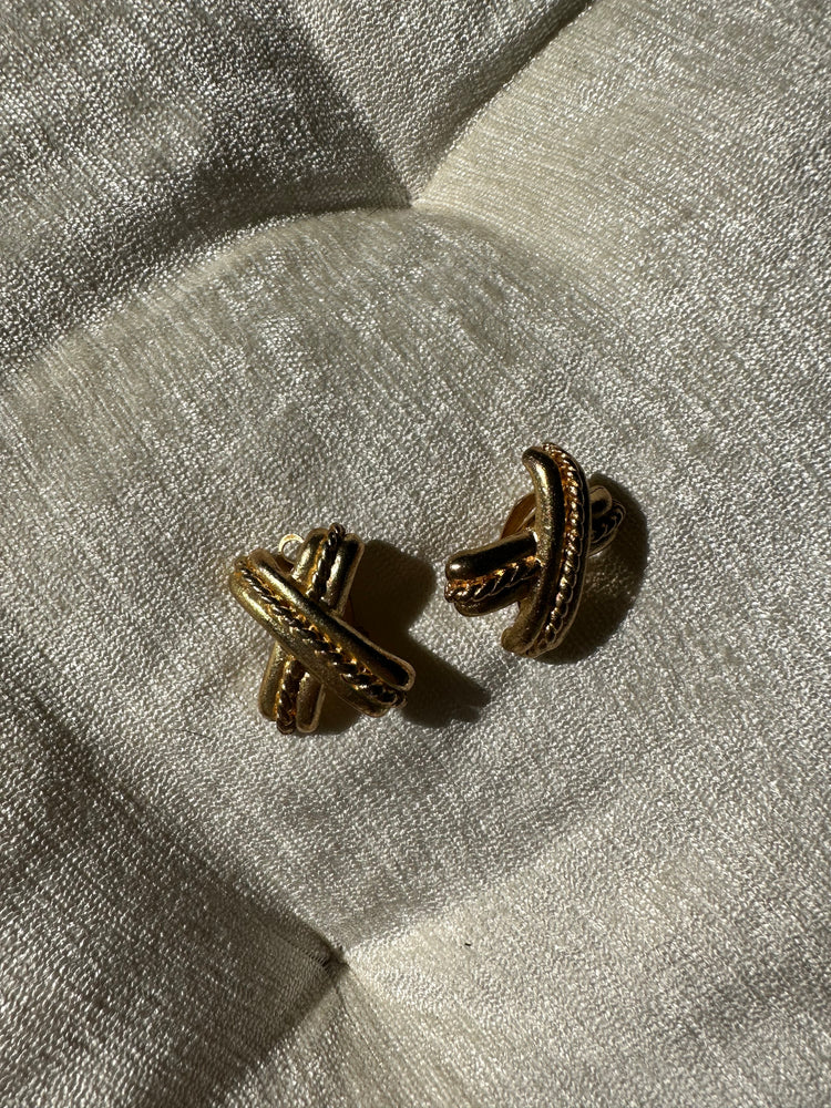 Vintage Gold Plated X Earrings