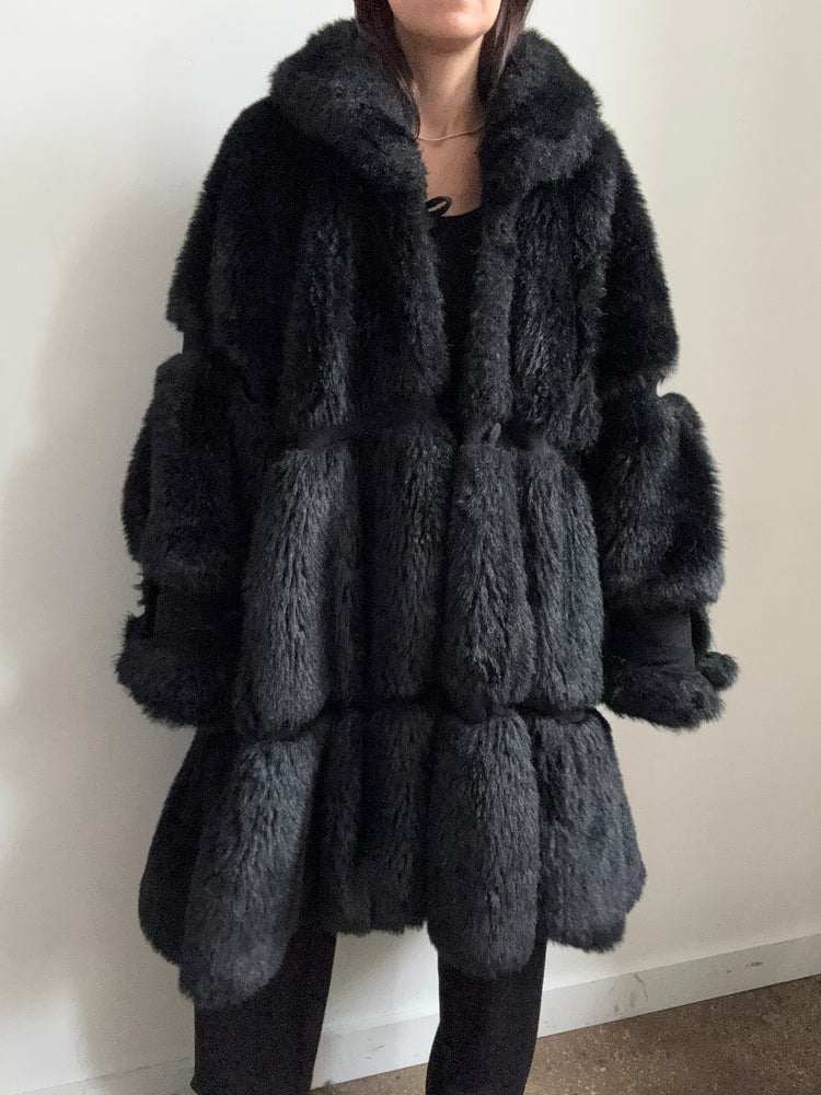 Vintage Faux Fur Black Jacket Size XL