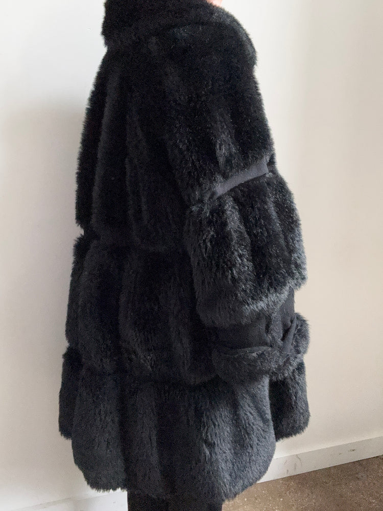 Vintage Faux Fur Black Jacket Size XL