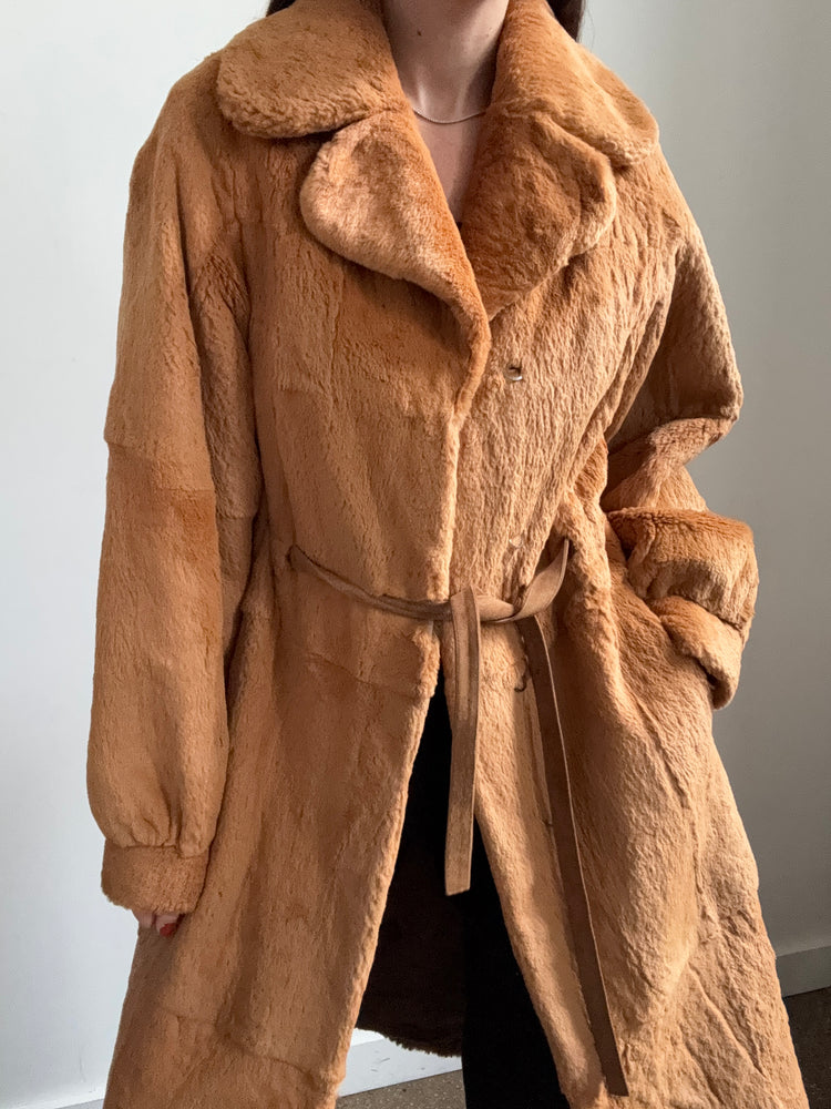 Vintage Rust Rabbit Fur Coat Size Small