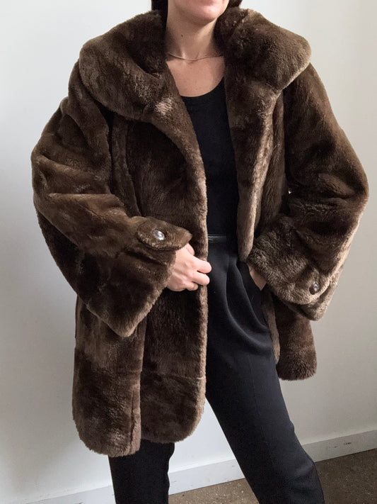 Vintage Brown Beaver Jacket Size Large