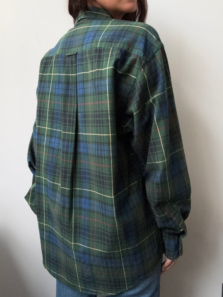 Vintage Green Plaid Button-Down Size Medium
