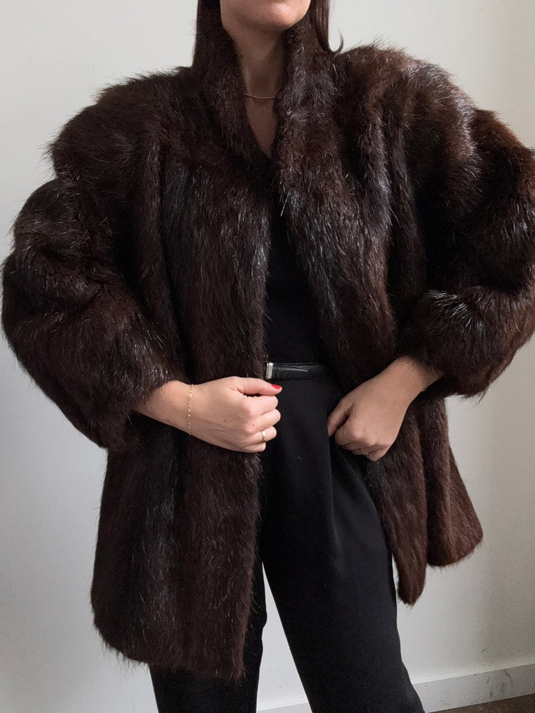 Vintage Dark Brown Beaver Jacket Size Medium