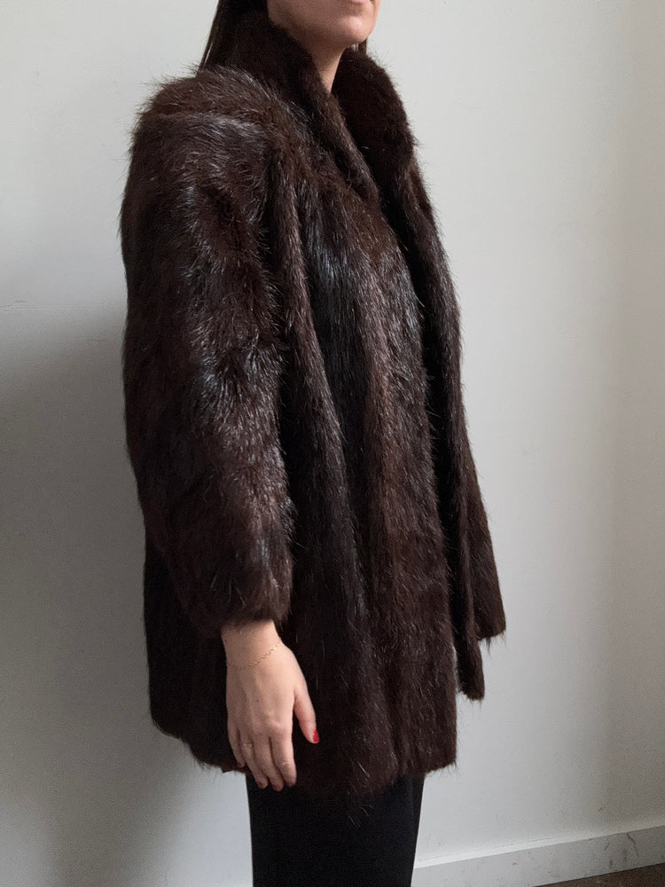 Vintage Dark Brown Beaver Jacket Size Medium
