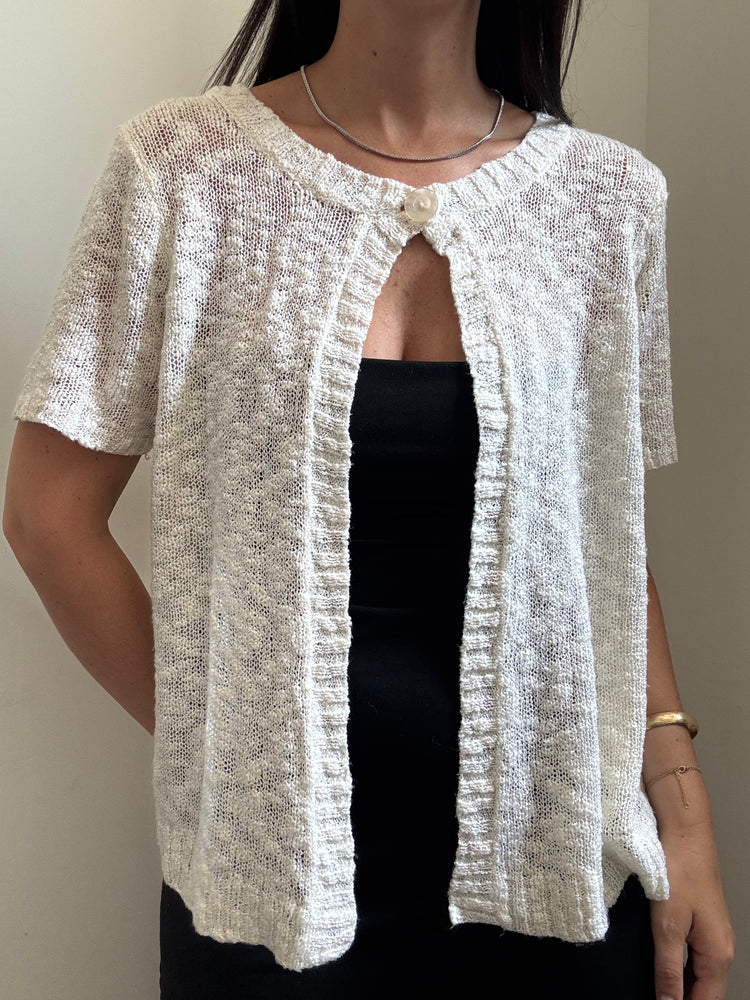Vintage Cream Button Top Open Cardigan Size Large