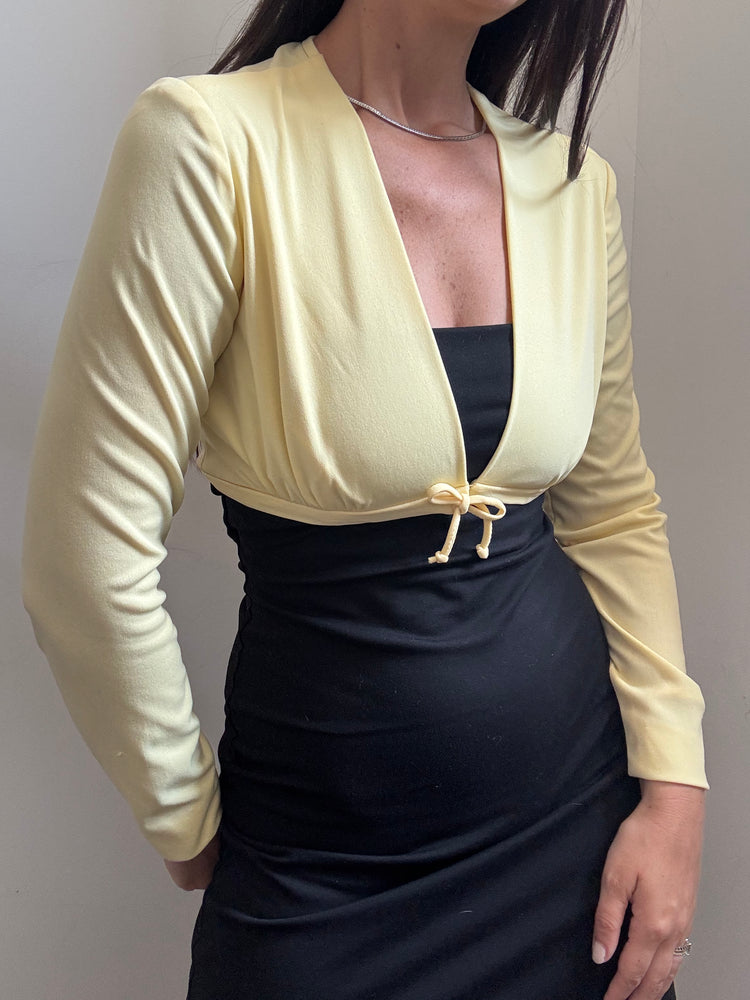 Vintage Butter Yellow Cropped Cardigan Size Medium