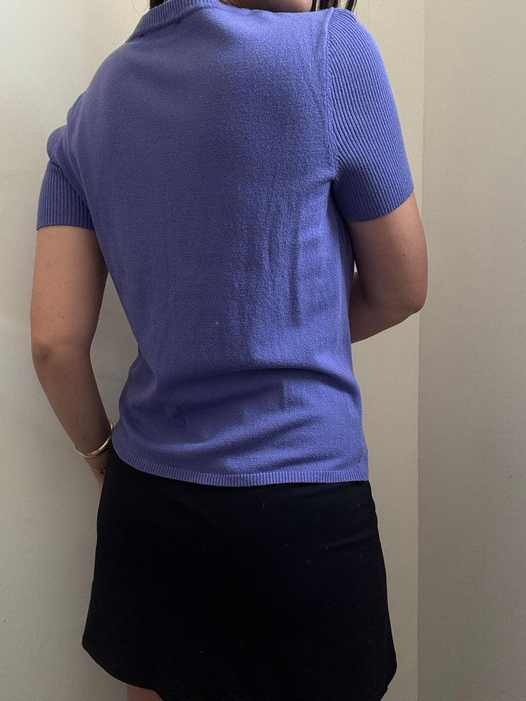 Vintage Purple Zig Zag Ribbed Top Size Medium