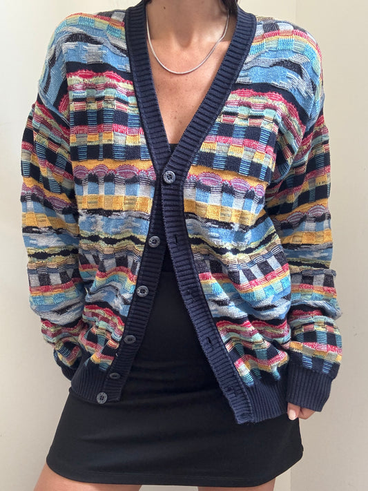 Vintage Italian Multi-Color Knit Cardigan Size M