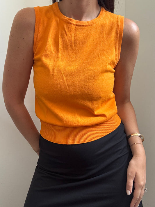 Vintage Orange Knit Tank Top Size Small