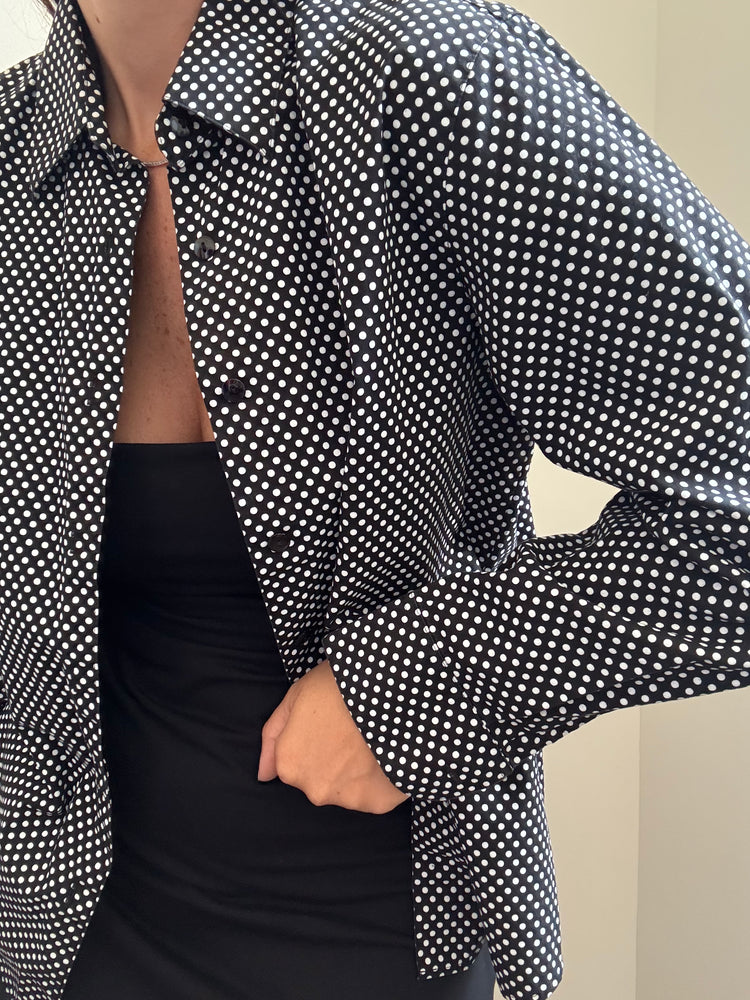 Vintage Black & White Polk-A-Dot Button Down Shirt Size Medium