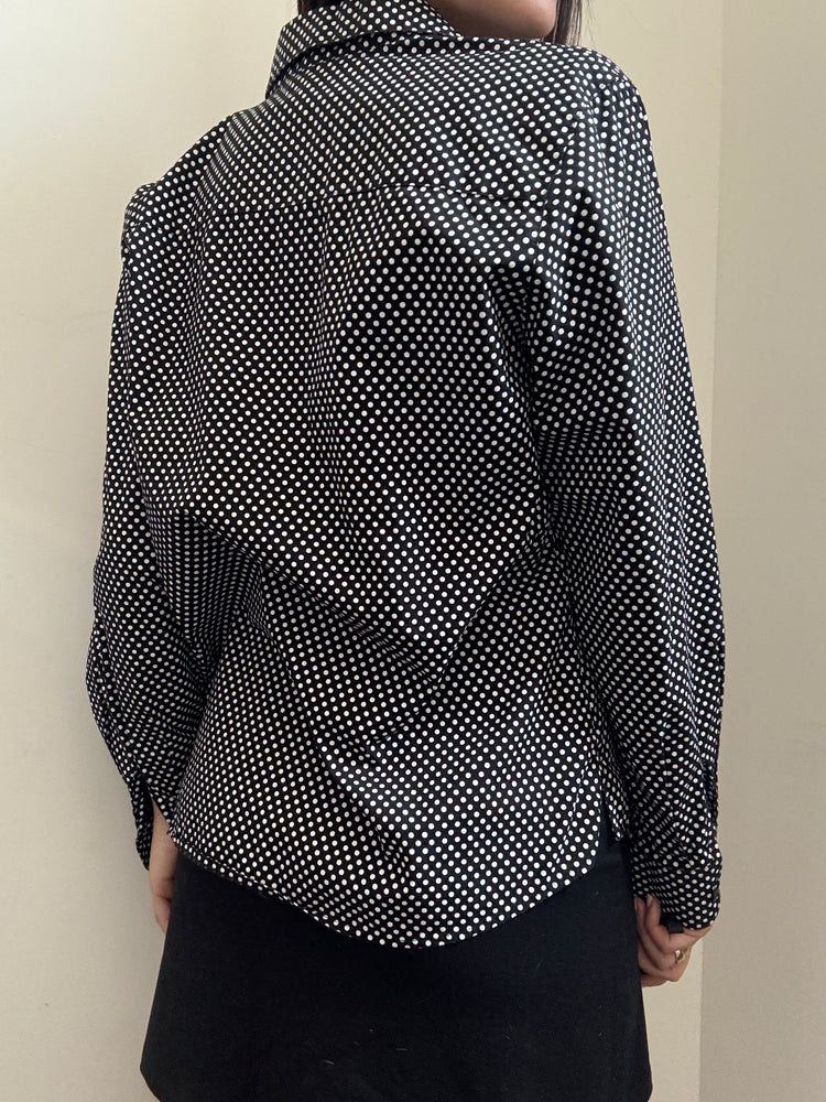 Vintage Black & White Polk-A-Dot Button Down Shirt Size Medium